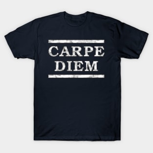 Carpe Diem, Roman Latin Motto in White Marble Effect T-Shirt